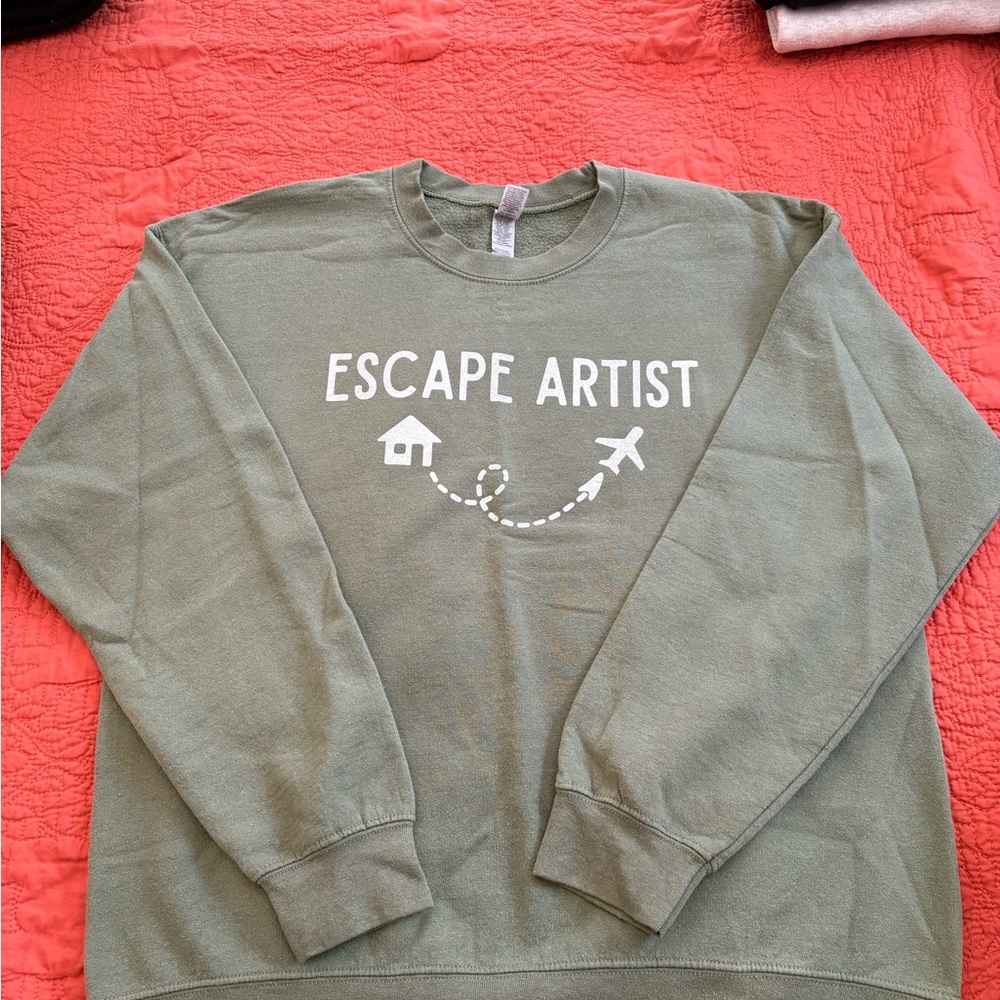 Serengetee “Escape Artist” Crewneck Sweatshirt | Olive Green | Unisex Large